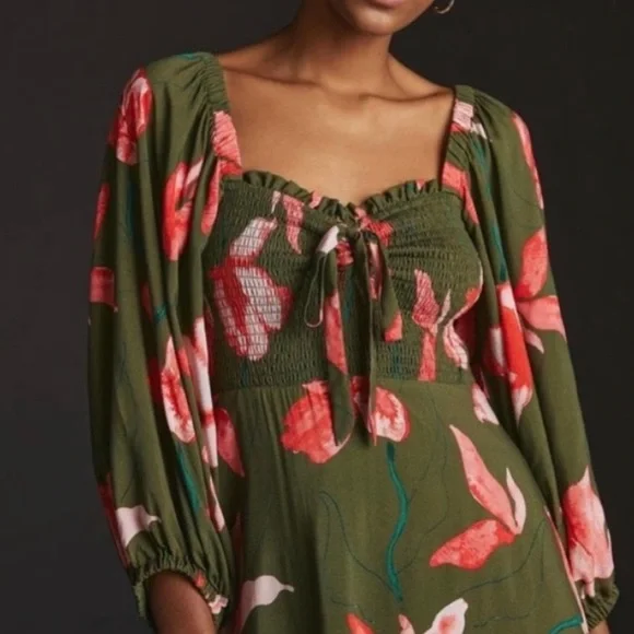 Hutch Olive and Coral Floral Maxi Dress - Picture 4 of 8